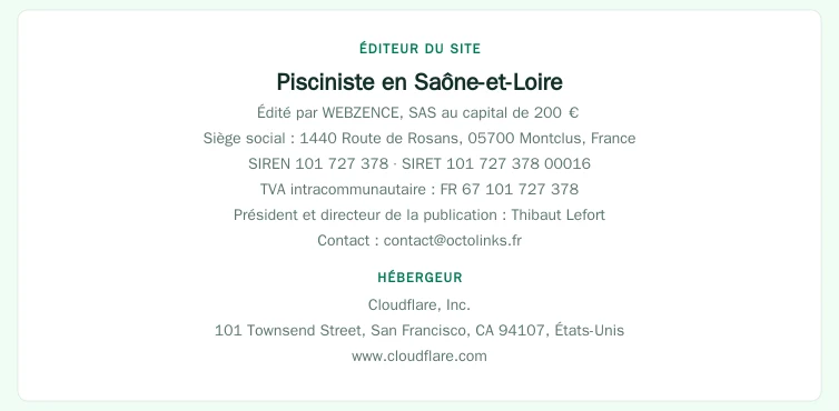 Coordonnées légales de l&rsquo;éditeur et de l&rsquo;hébergeur du site