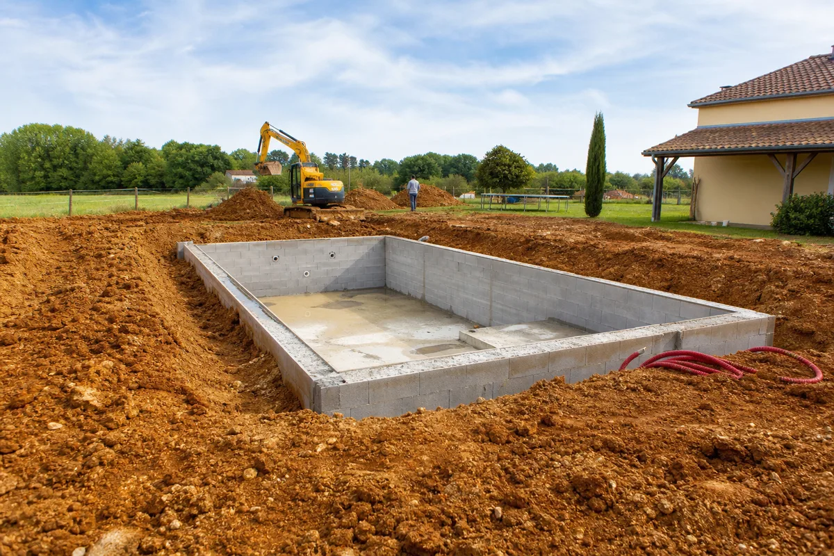 Terrassement d’une piscine enterrée dans un terrain argileux de Saône-et-Loire